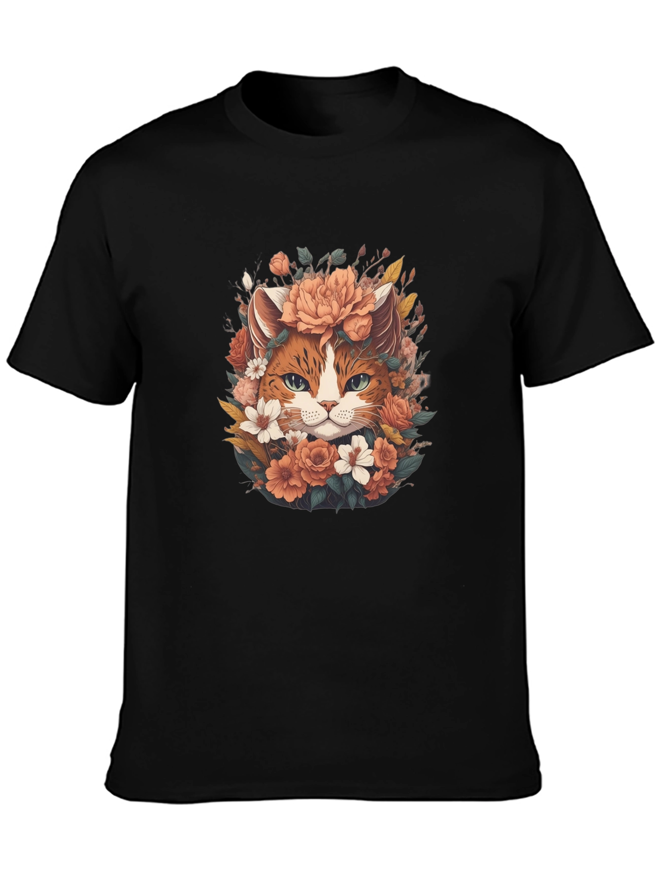 Floral Cat T-Shirt - Unique Graphic Tee