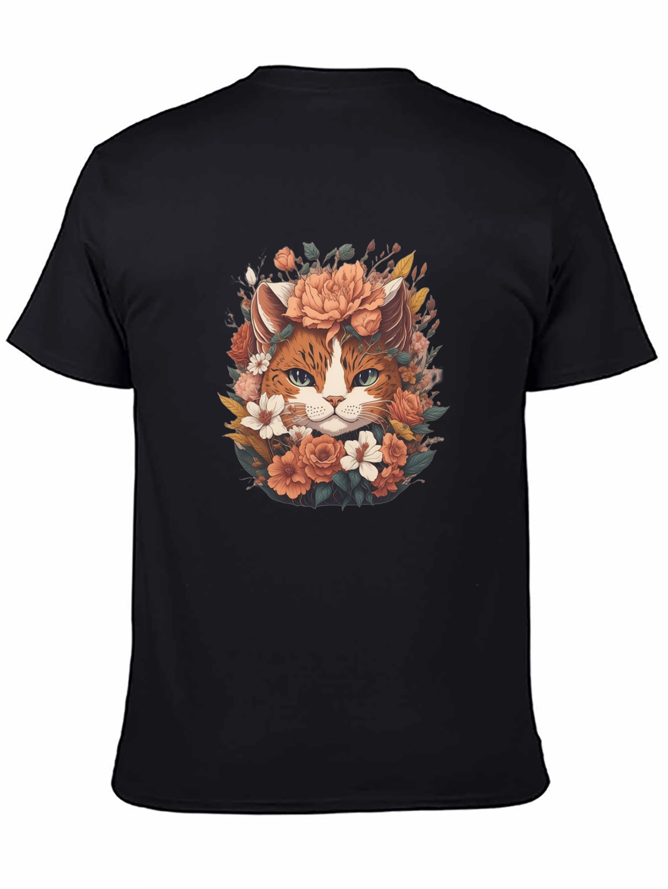 Floral Cat T-Shirt - Unique Graphic Tee