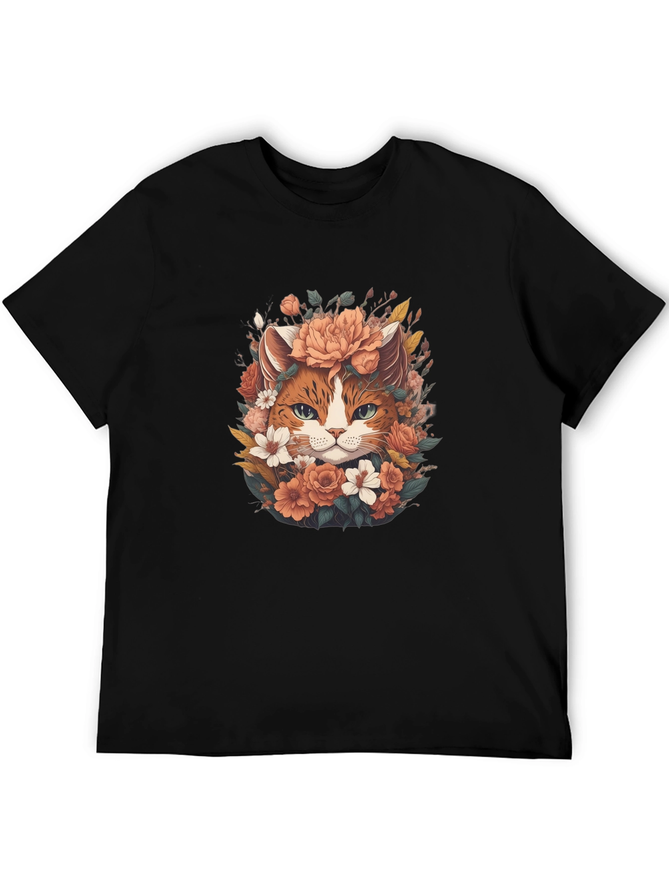 Floral Cat T-Shirt - Unique Graphic Tee