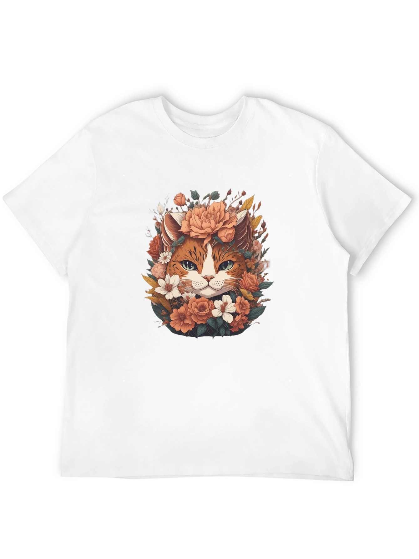 Floral Cat T-Shirt - Unique Graphic Tee