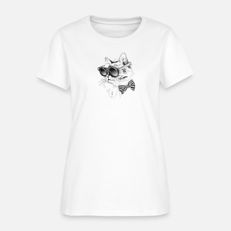 funny cat with glass illustration cat