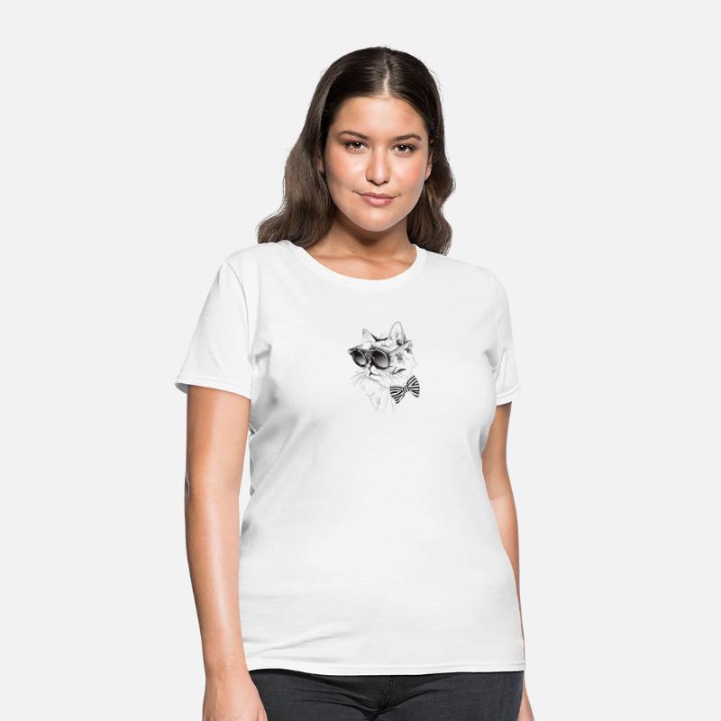 funny cat with glass illustration cat