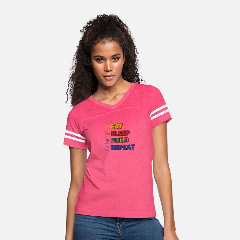 Funny Eat Sleep Build Repeat Building Blocks Men