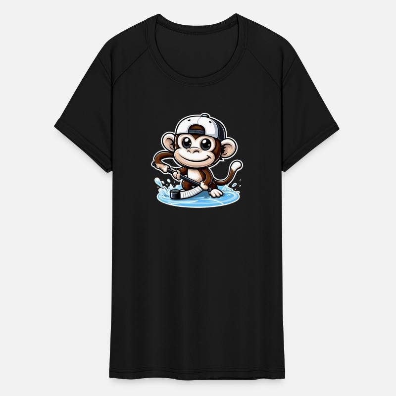 Funny Monkey Playing Hockey Ice