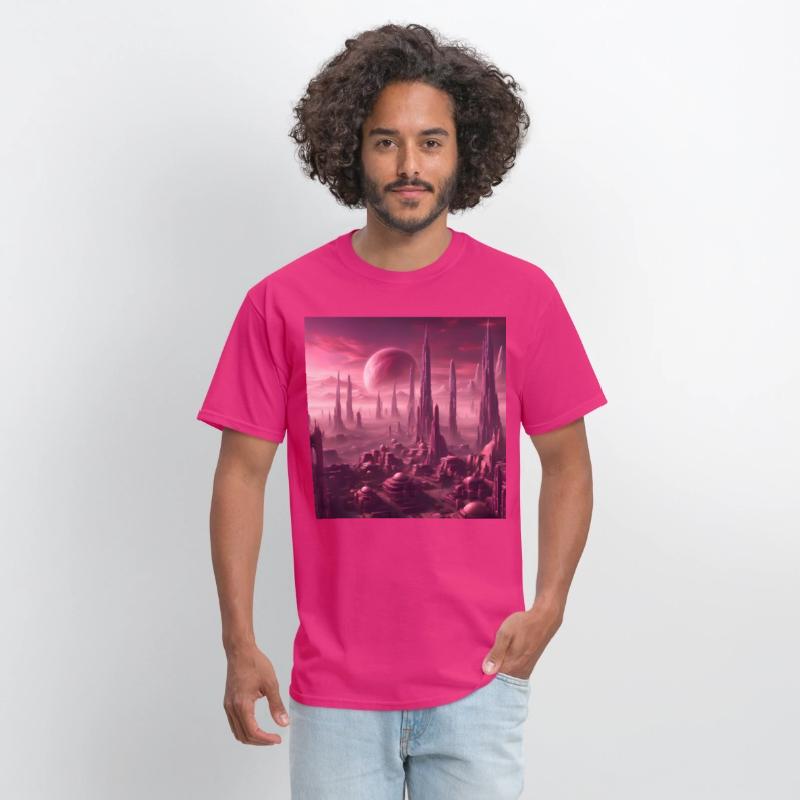Futuristic Alien Skyline in Pink Hues