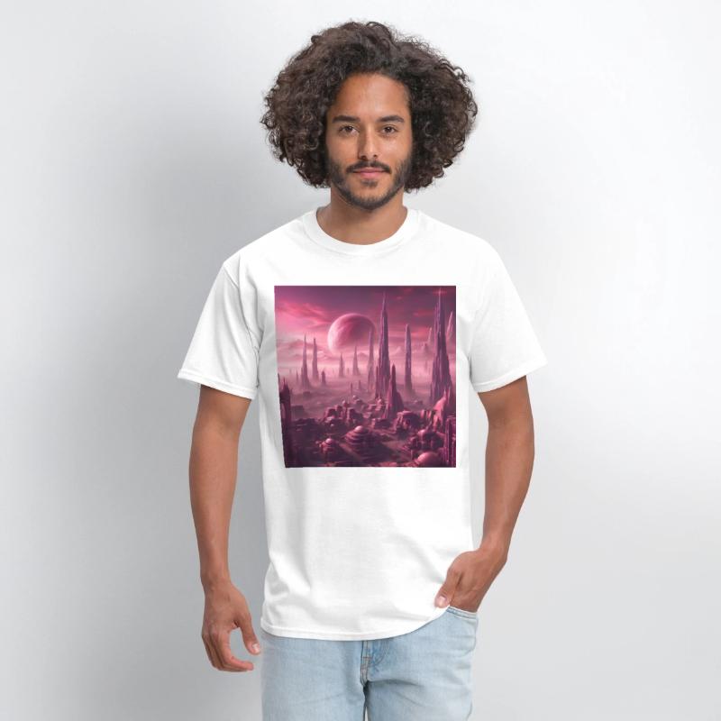 Futuristic Alien Skyline in Pink Hues