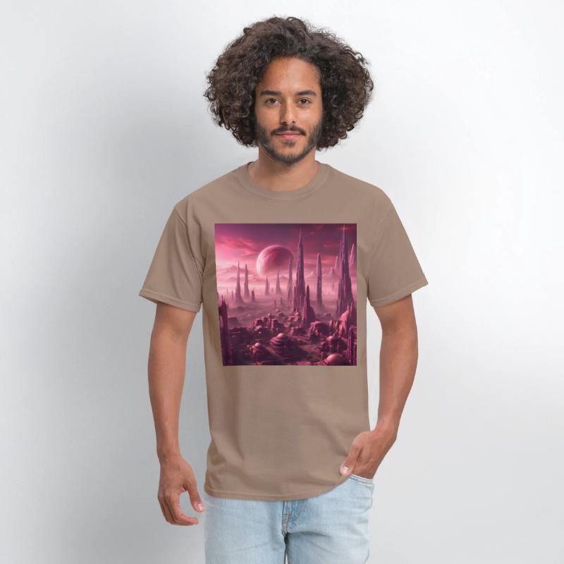 Futuristic Alien Skyline in Pink Hues