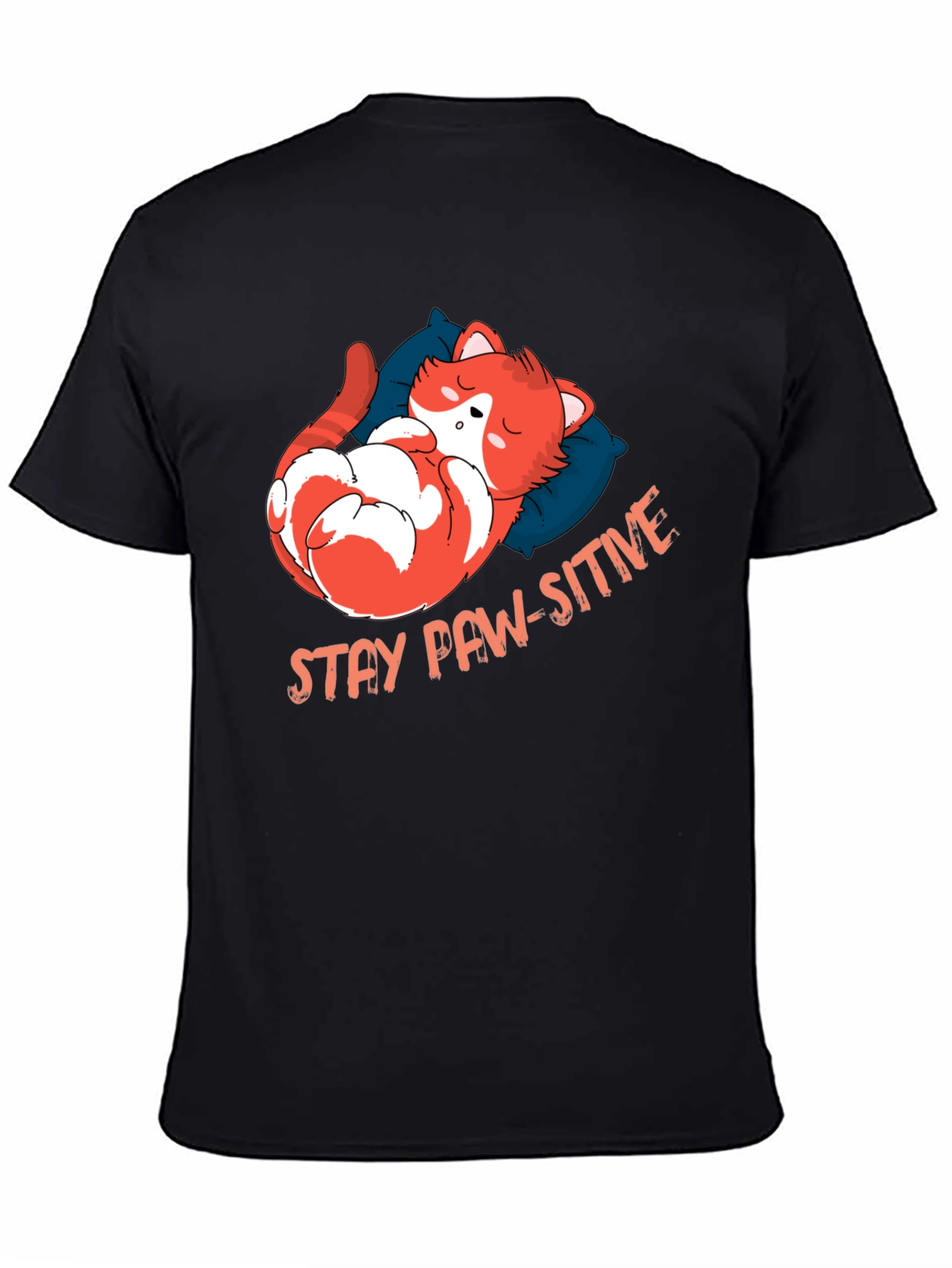 Stay Paw-sitive Cat Nap T-Shirt - Black