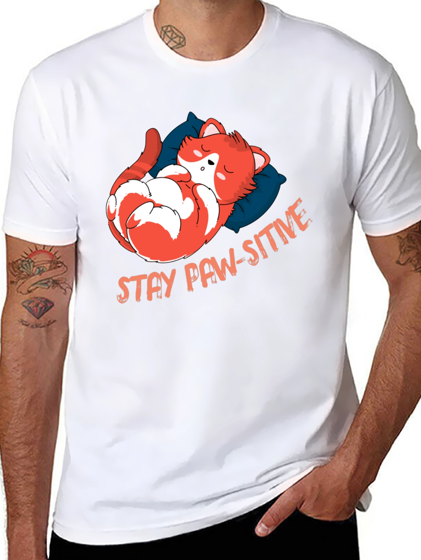 Stay Paw-sitive Cat Nap T-Shirt - Black