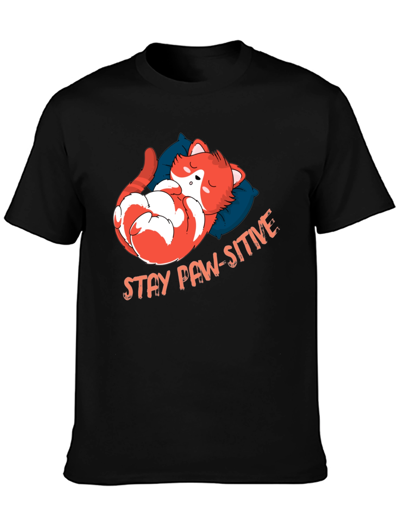 Stay Paw-sitive Cat Nap T-Shirt - Black