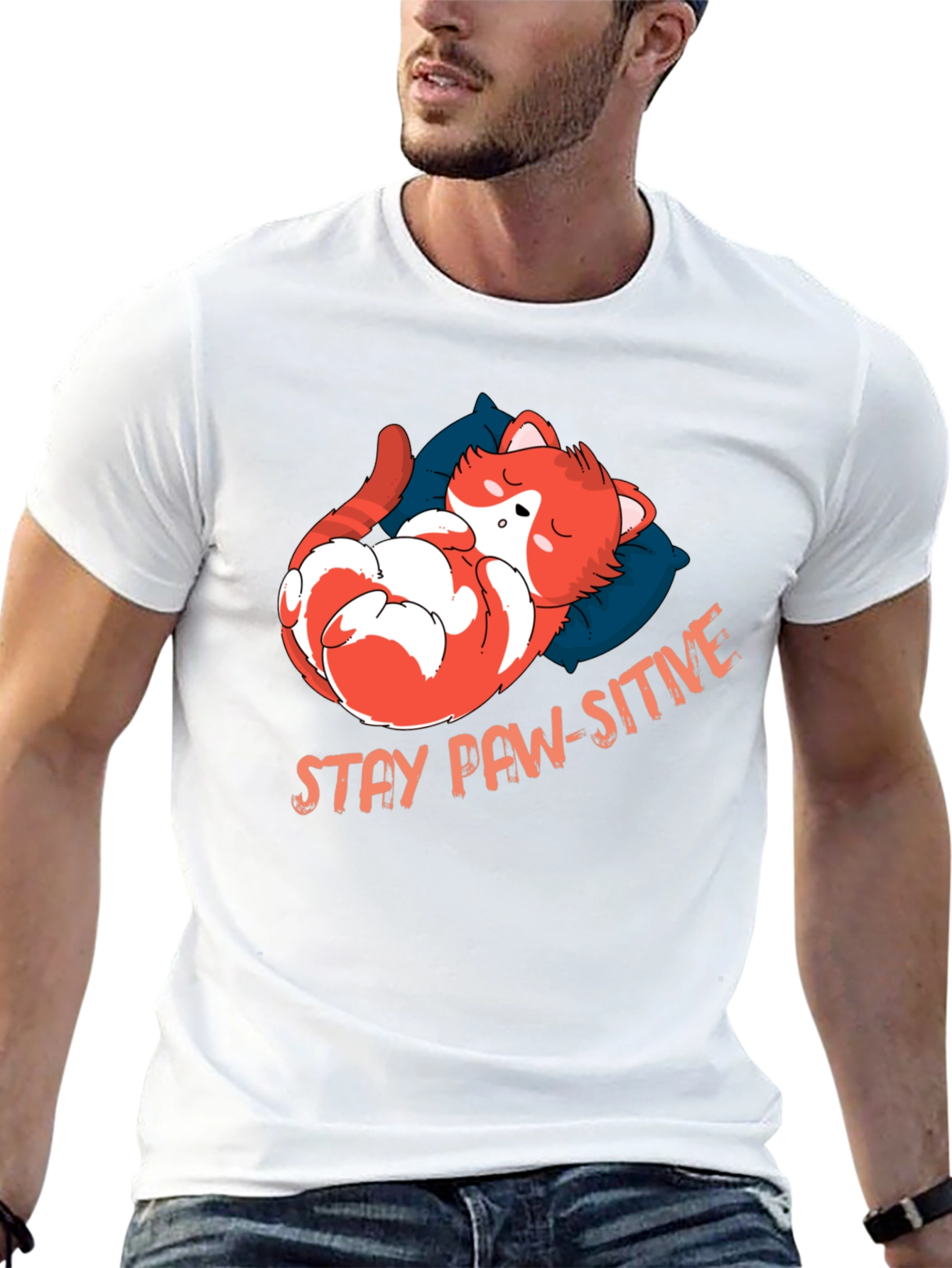 Stay Paw-sitive Cat Nap T-Shirt - Black