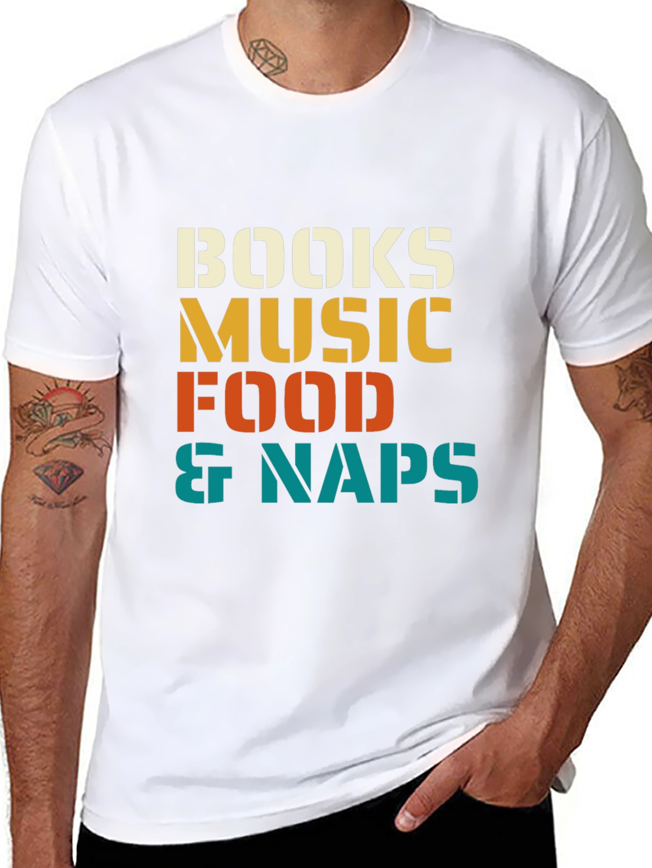Books Music Food & Naps Graphic T-Shirt