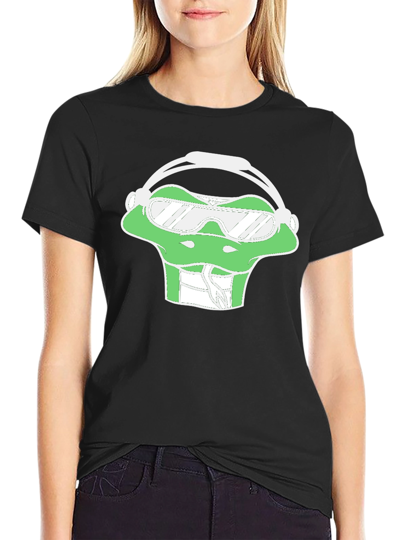 Cool Frog Graphic Tee - Black Cotton Casual Wear