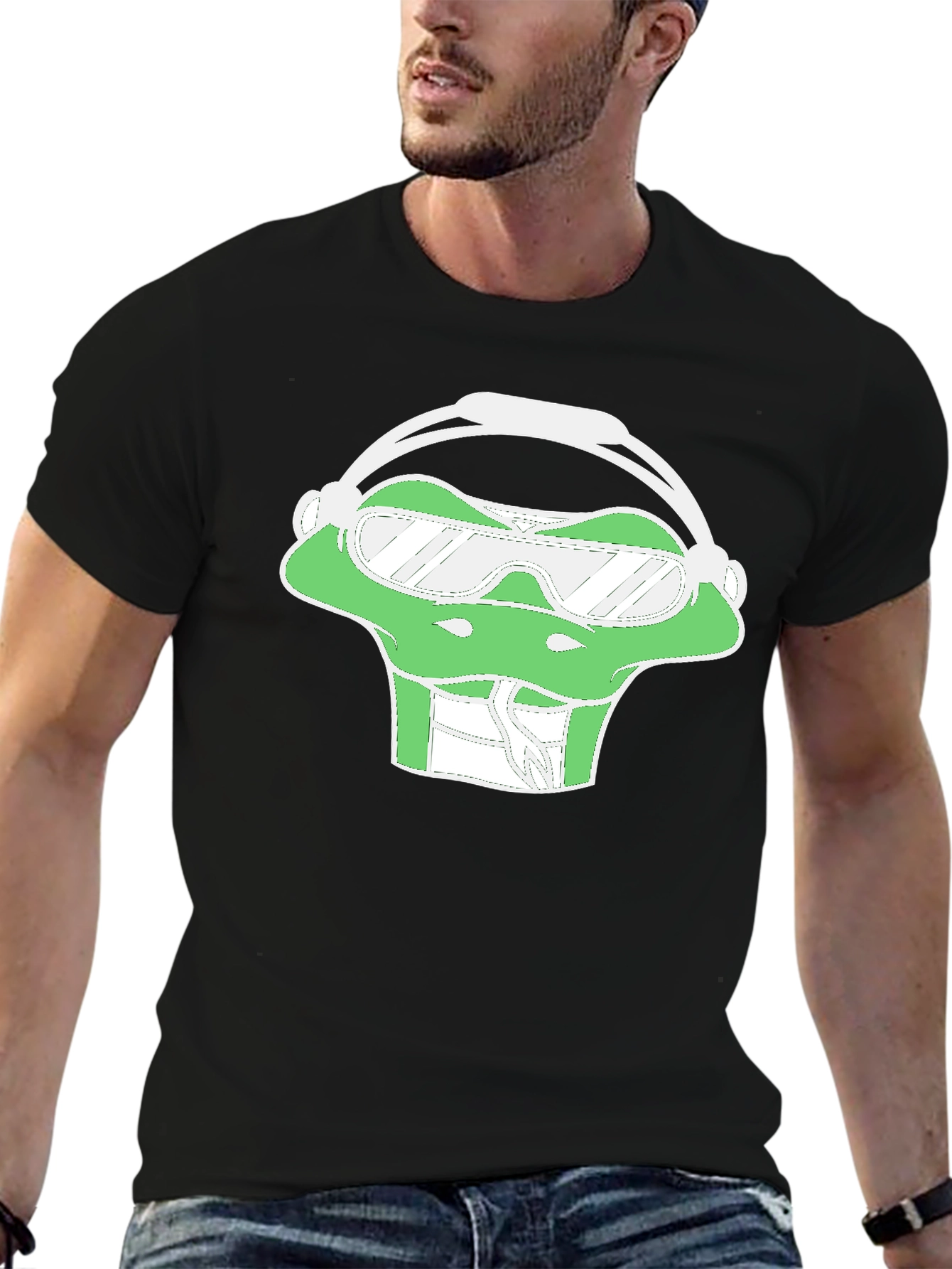 Cool Frog Graphic Tee - Black Cotton Casual Wear
