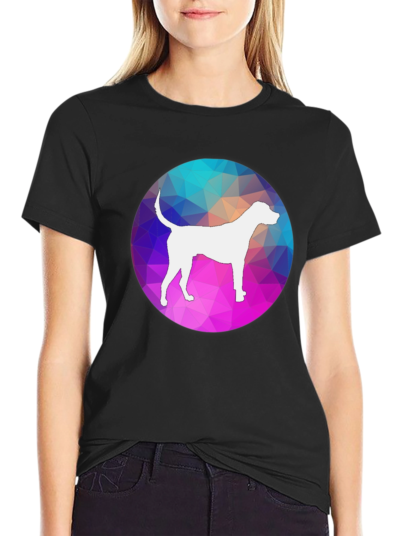 Dog Silhouette Geometric T-Shirt