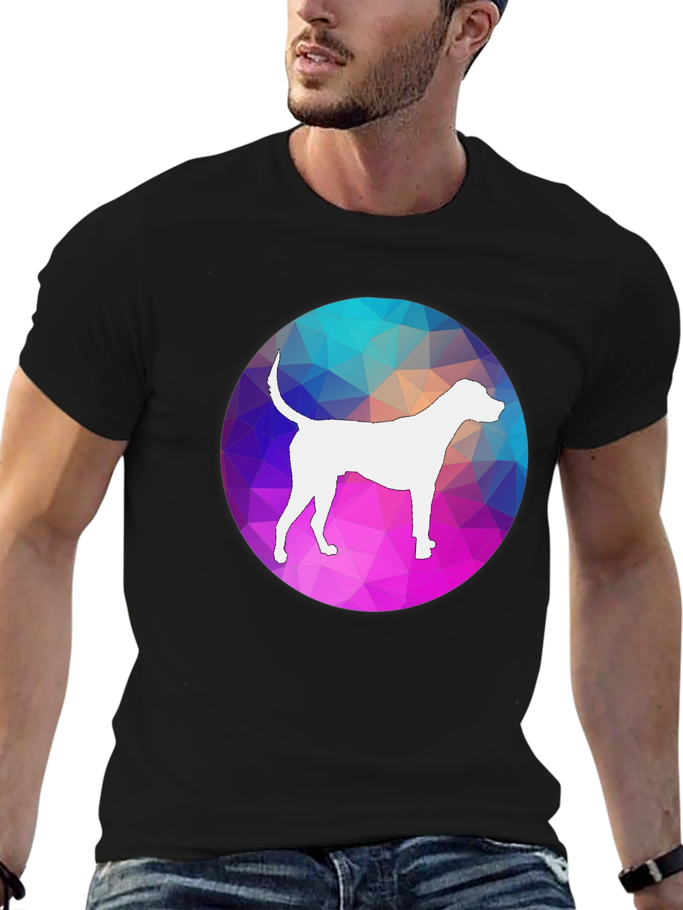 Dog Silhouette Geometric T-Shirt