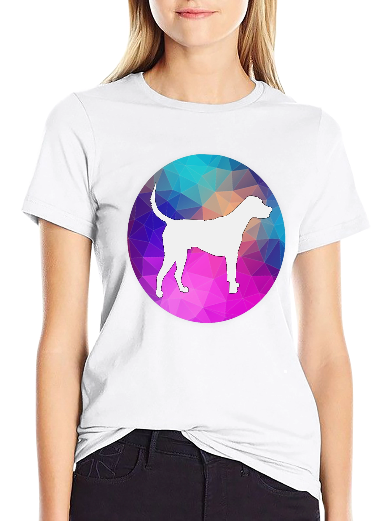 Dog Silhouette Geometric T-Shirt