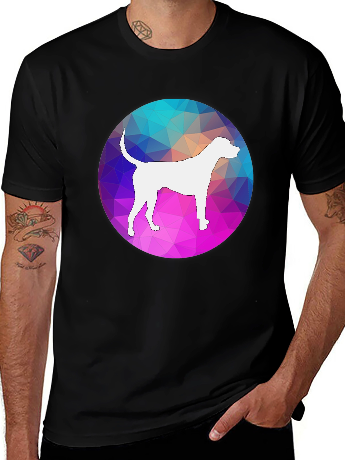 Dog Silhouette Geometric T-Shirt