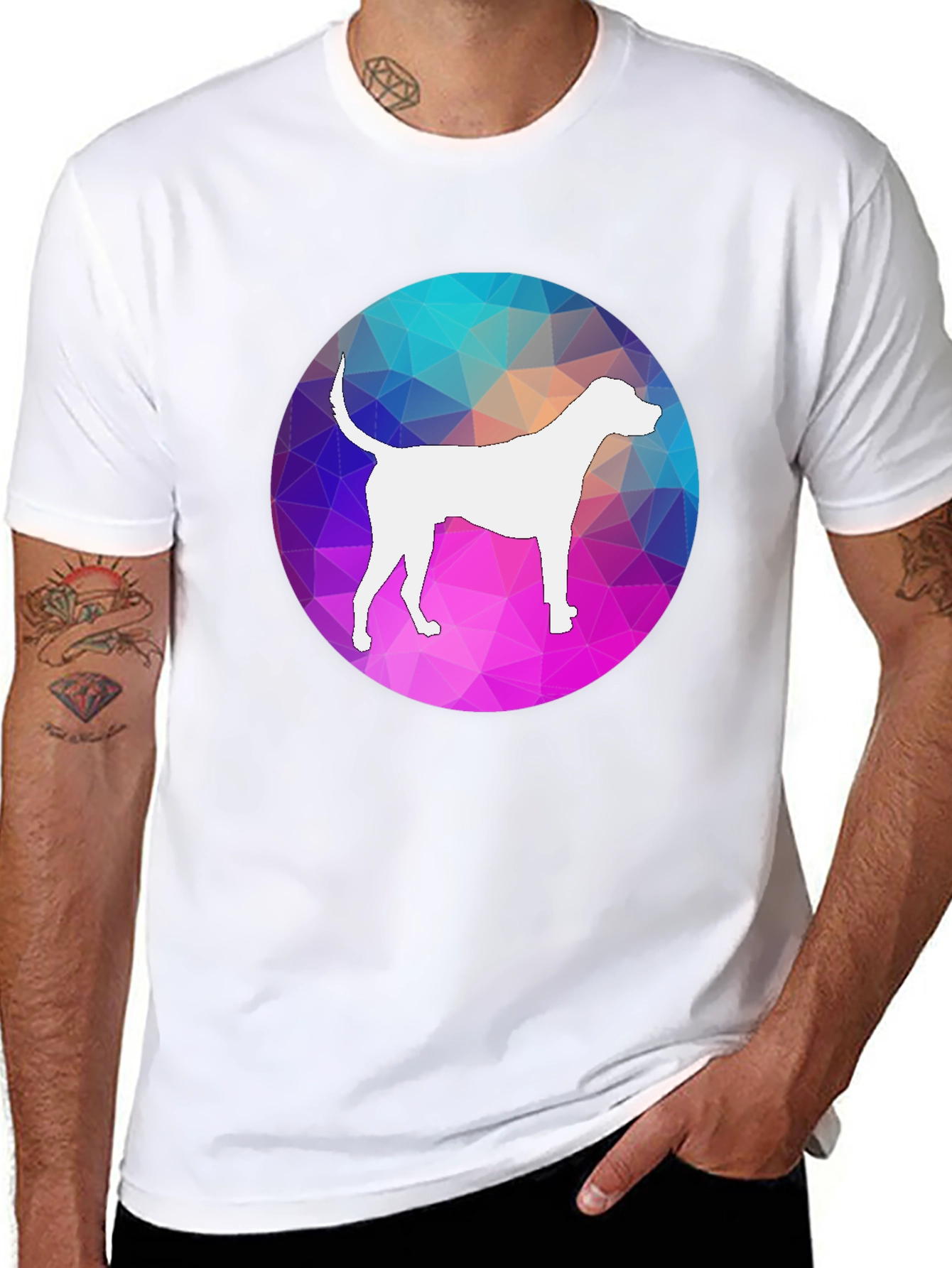 Dog Silhouette Geometric T-Shirt