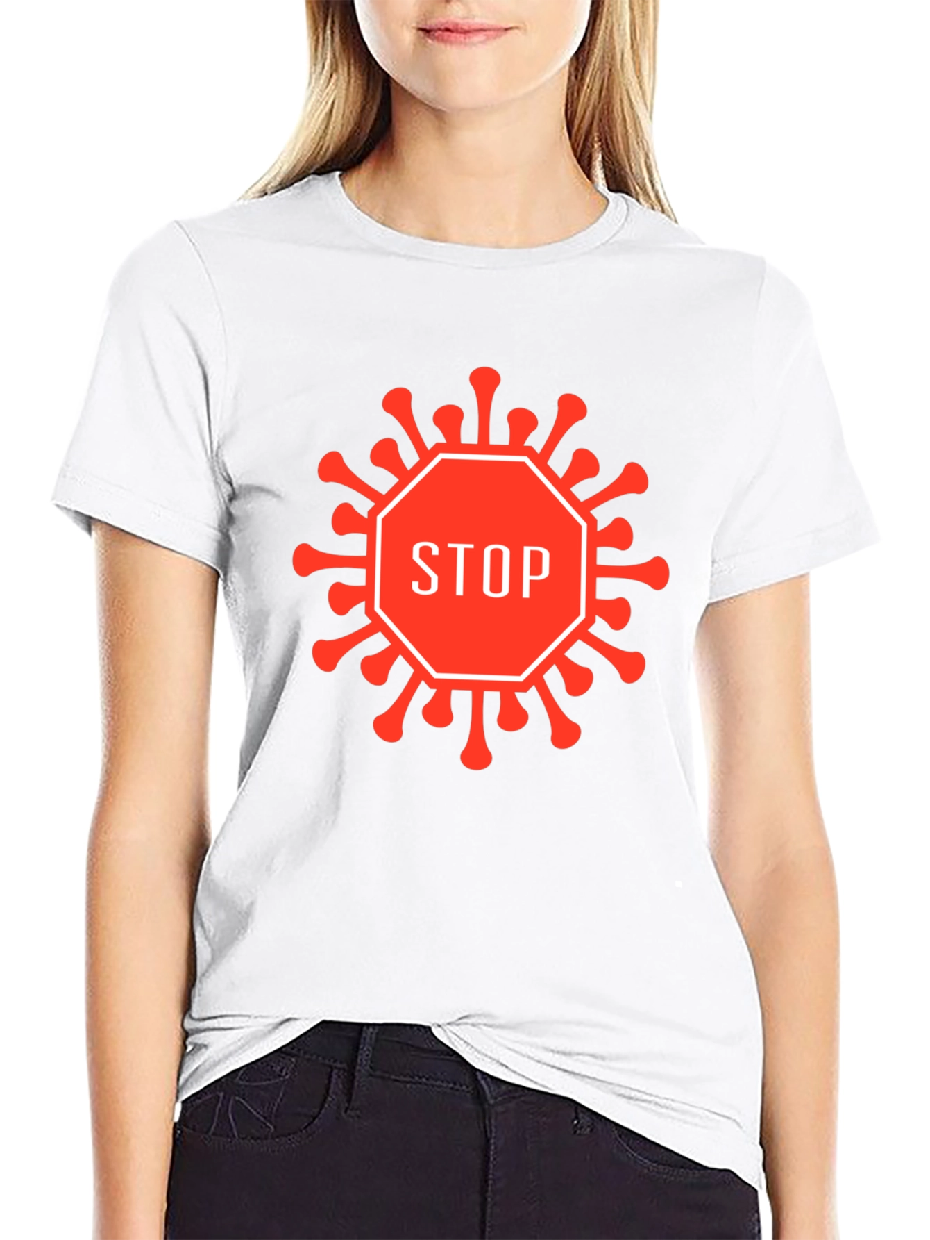 Stop Virus Graphic T-Shirt - Black