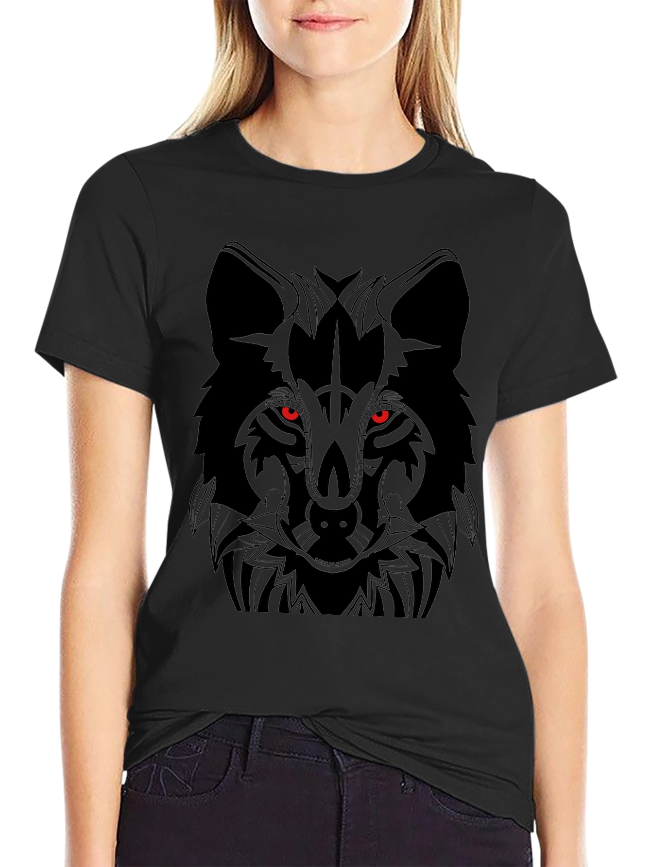 Mens Black Wolf Graphic T-Shirt