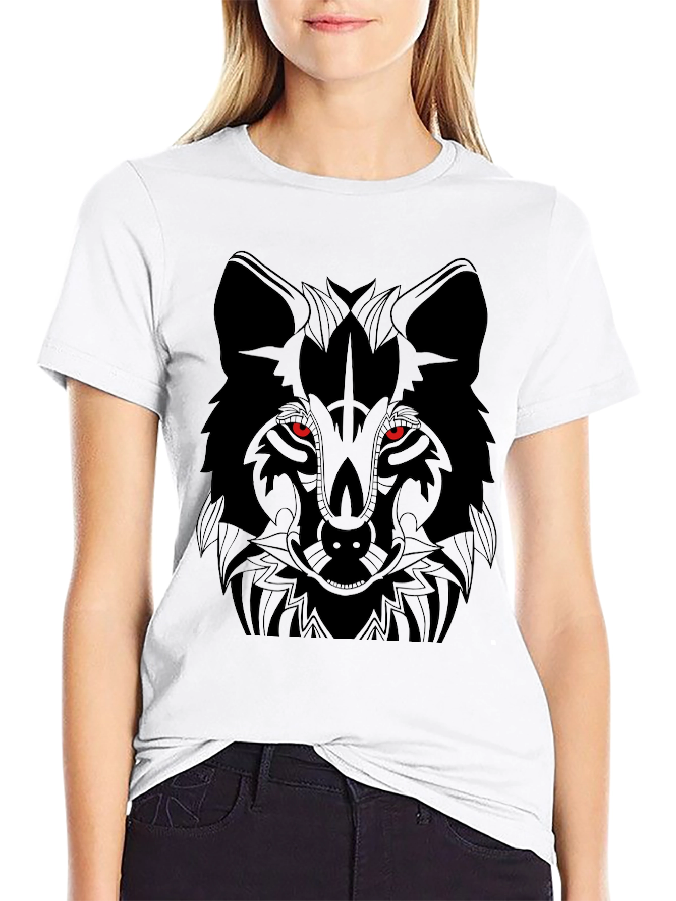 Mens Black Wolf Graphic T-Shirt