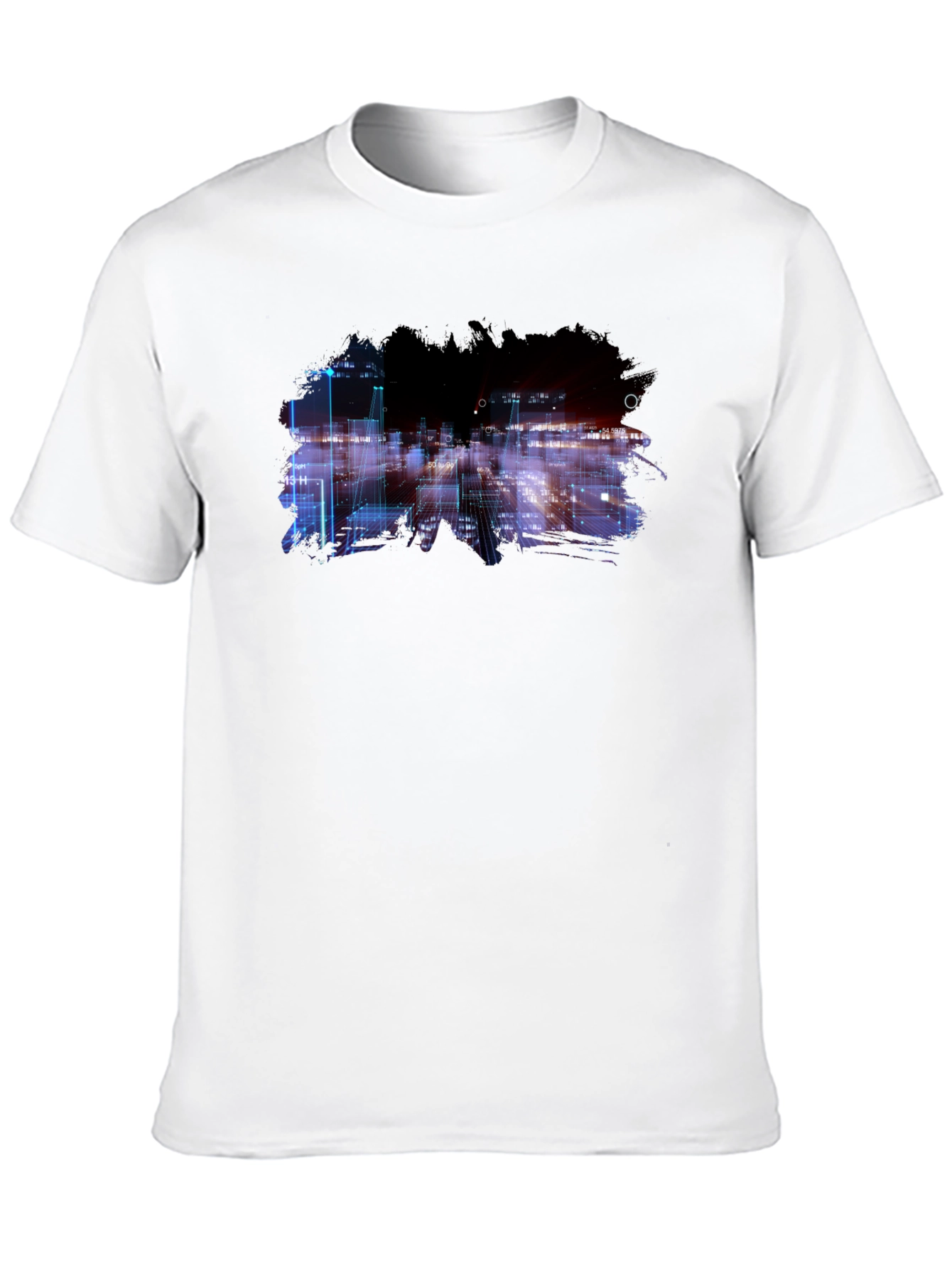 Abstract Cityscape Graphic Black T-Shirt