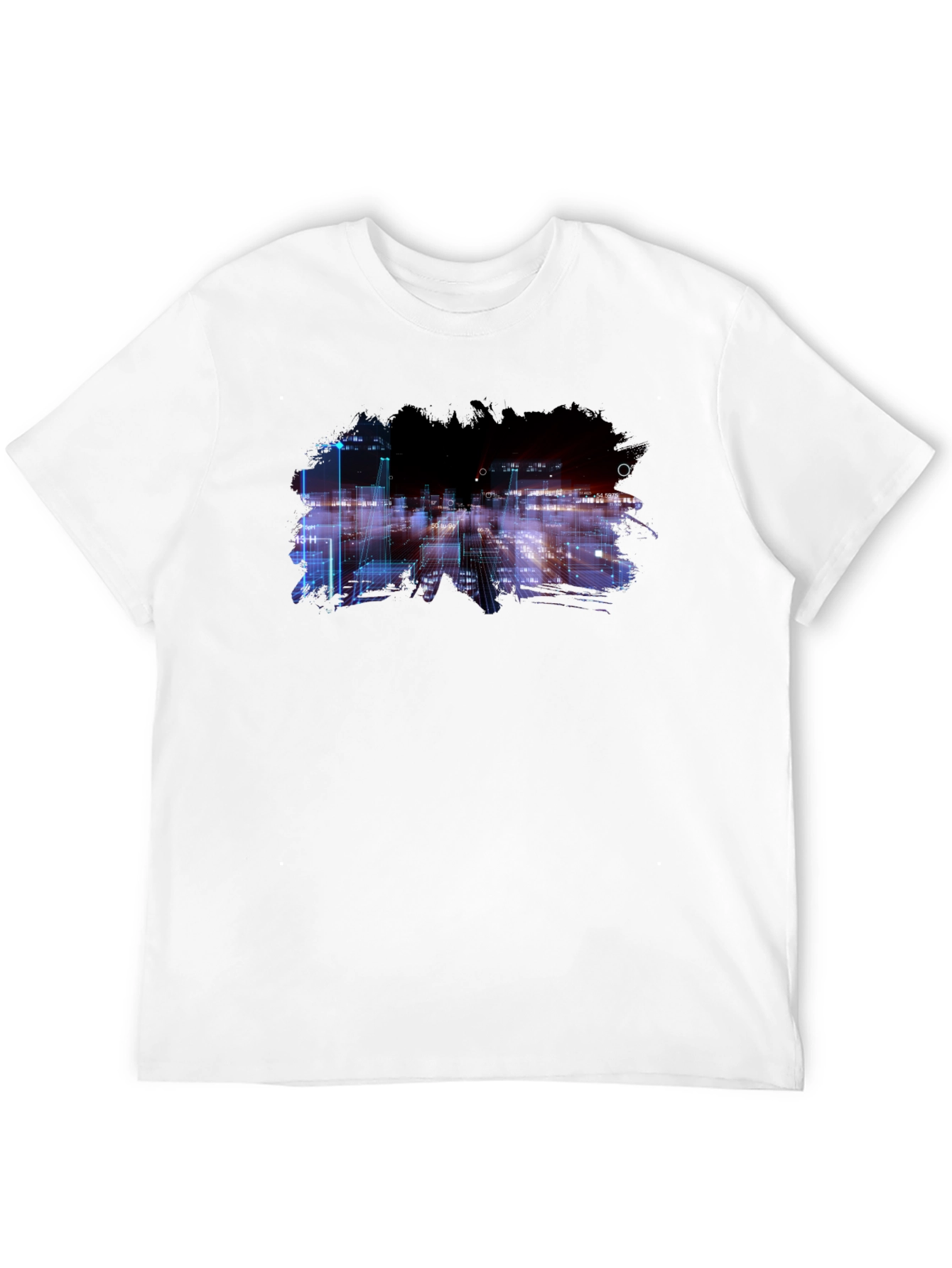 Abstract Cityscape Graphic Black T-Shirt