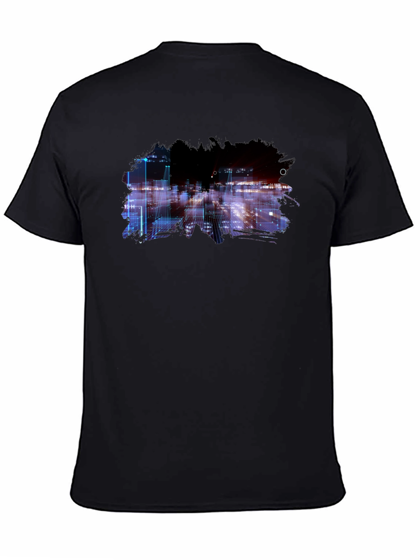 Abstract Cityscape Graphic Black T-Shirt