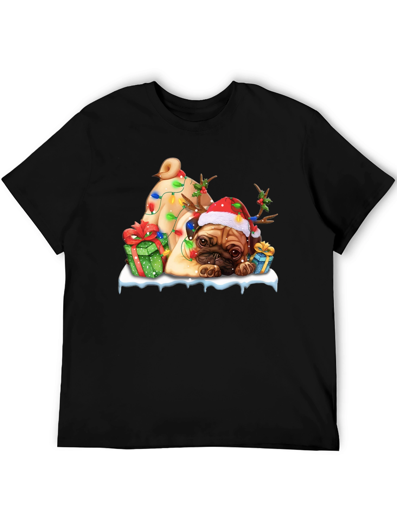 Festive Pug Christmas T-Shirt