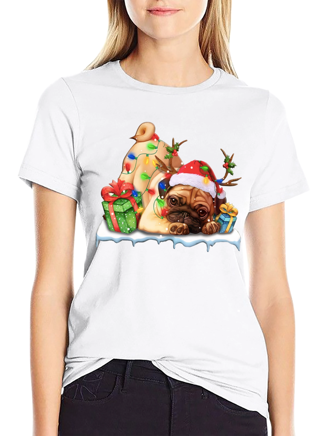 Festive Pug Christmas T-Shirt