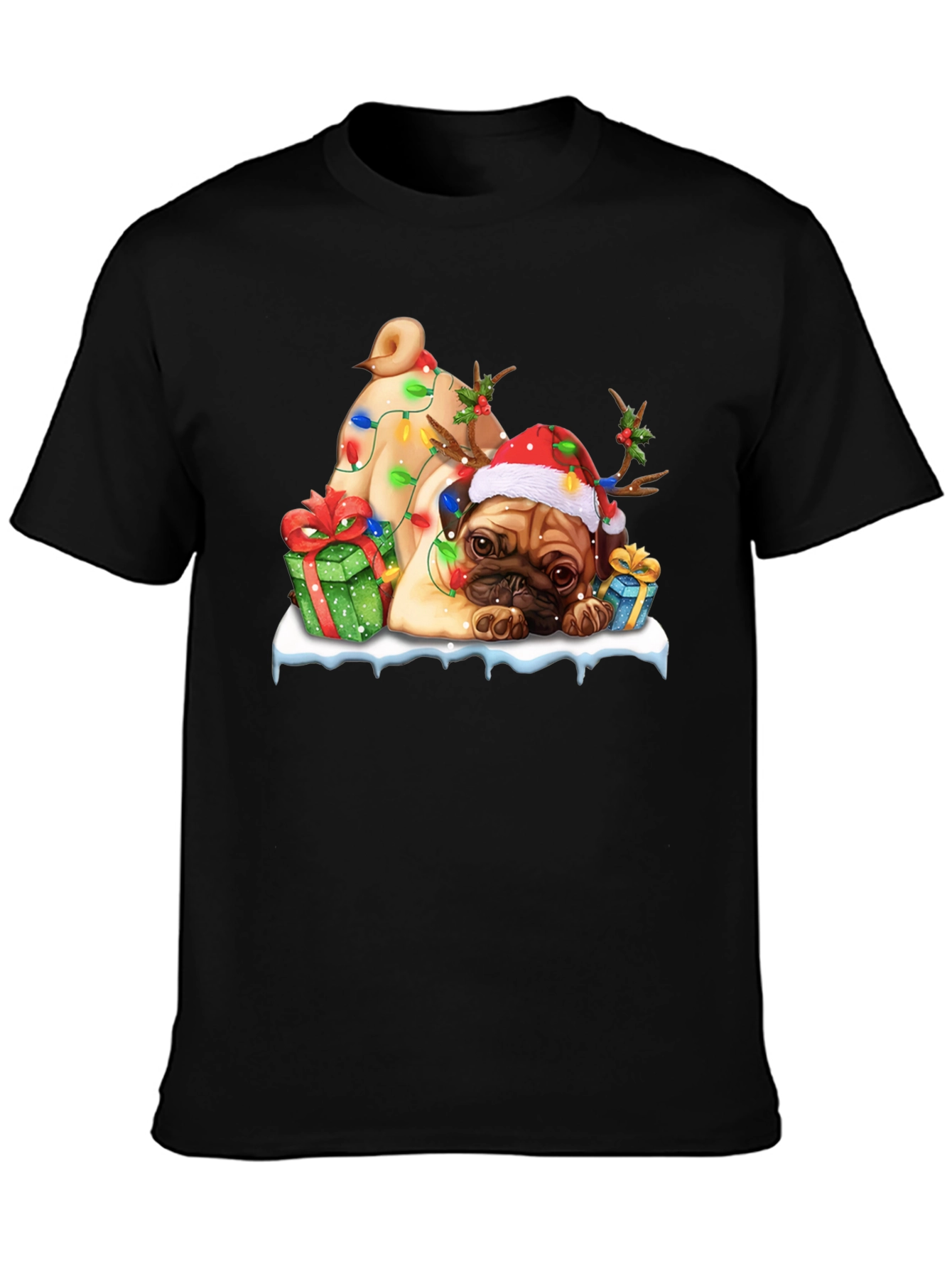Festive Pug Christmas T-Shirt