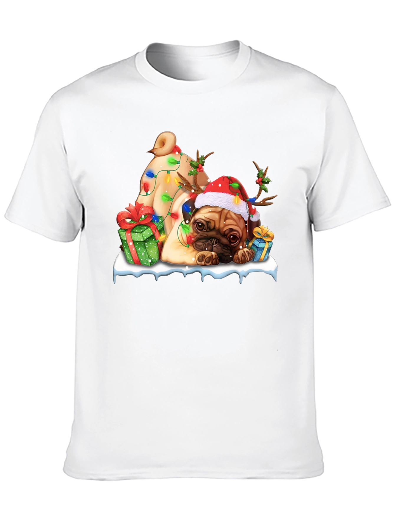 Festive Pug Christmas T-Shirt
