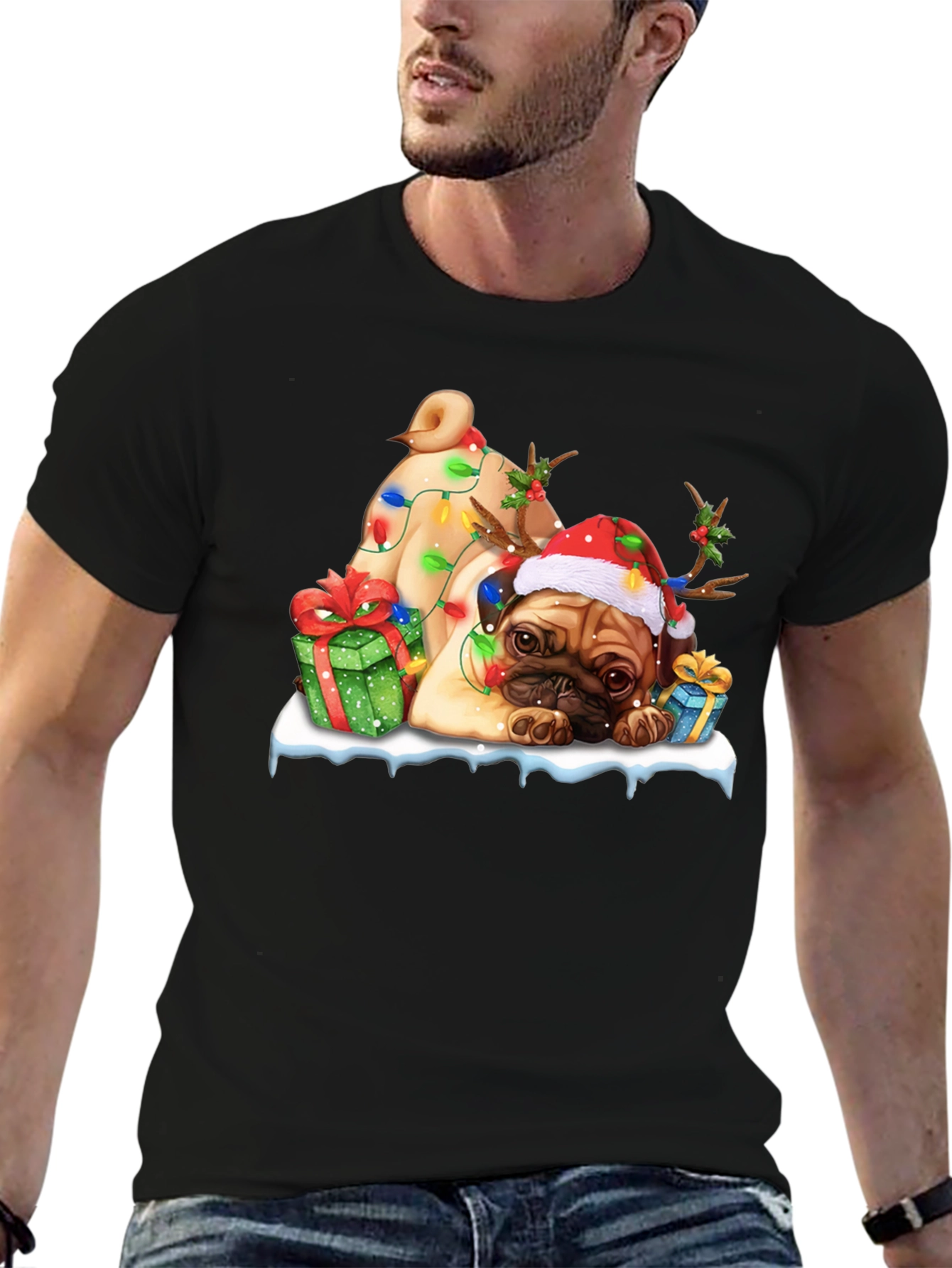 Festive Pug Christmas T-Shirt