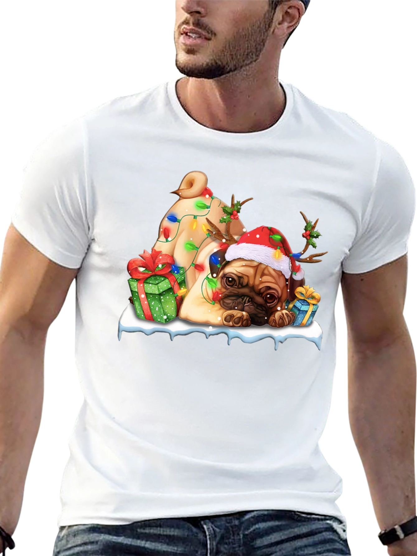 Festive Pug Christmas T-Shirt