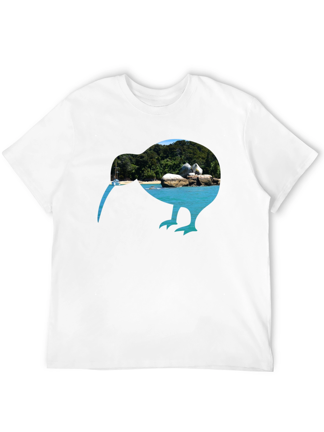 Kiwi Beach Graphic Tee - Black Cotton T-Shirt