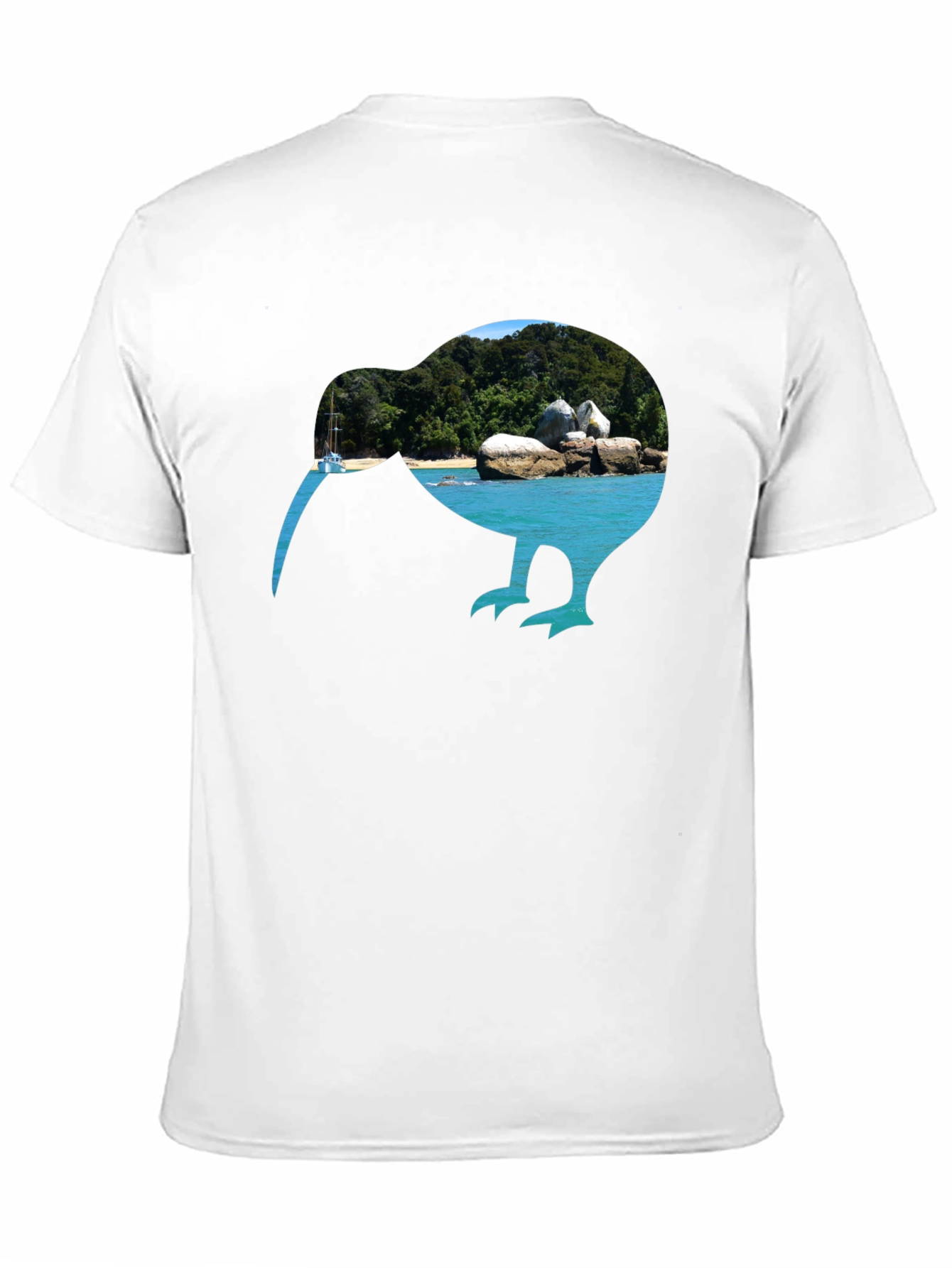Kiwi Beach Graphic Tee - Black Cotton T-Shirt