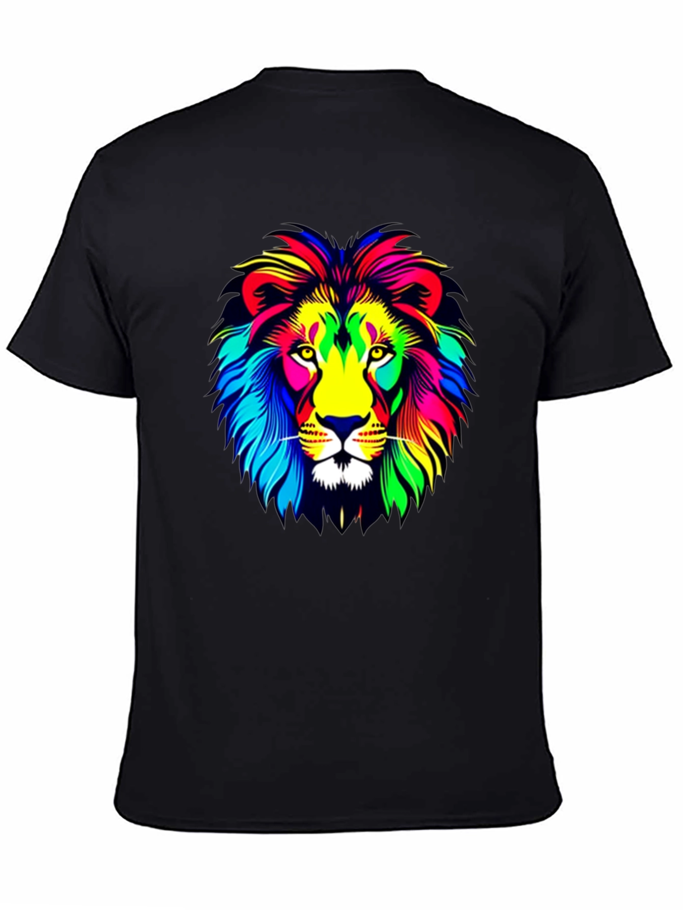 Vibrant Lion Graphic T-Shirt - Mens Black Tee