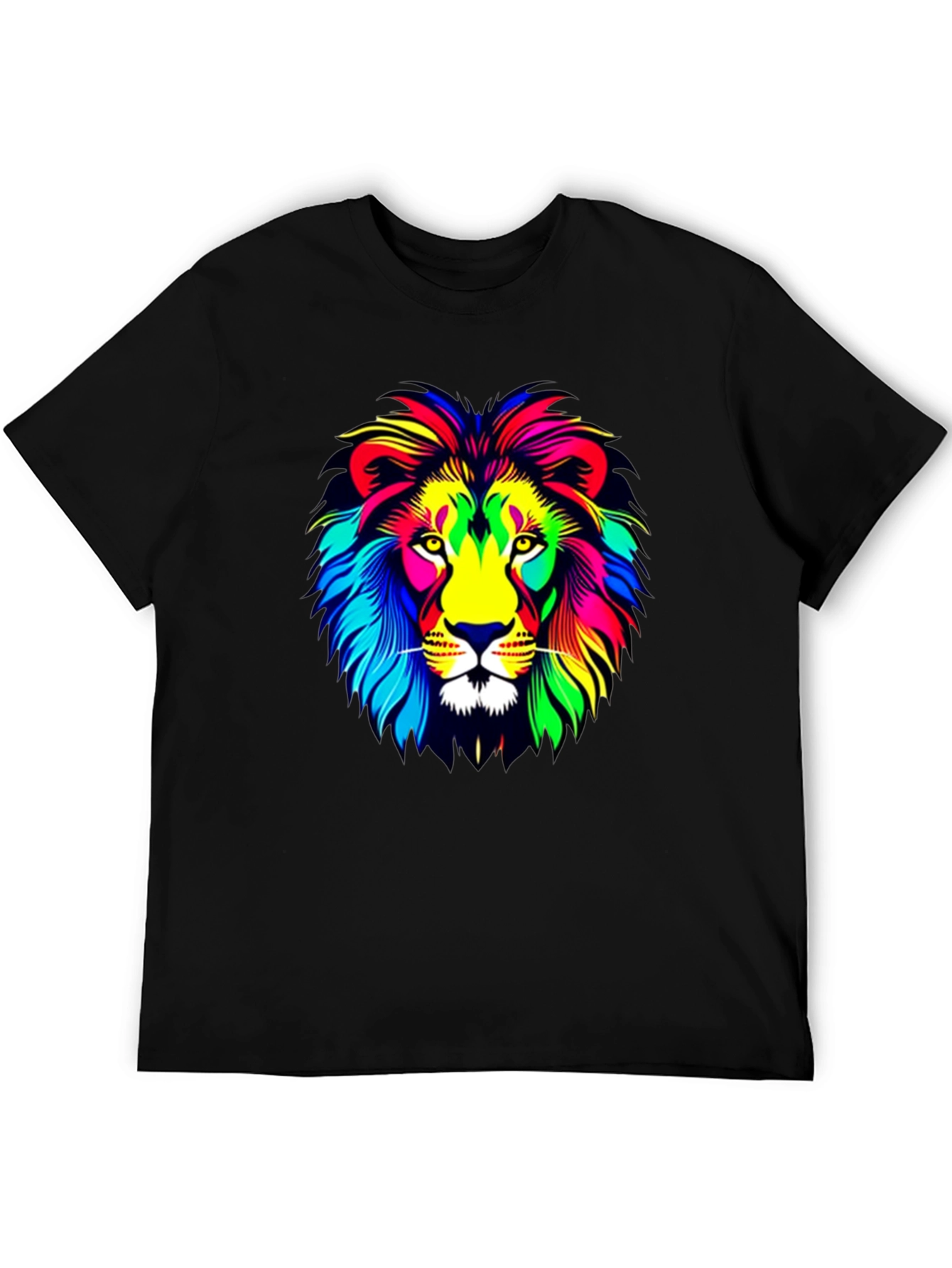 Vibrant Lion Graphic T-Shirt - Mens Black Tee