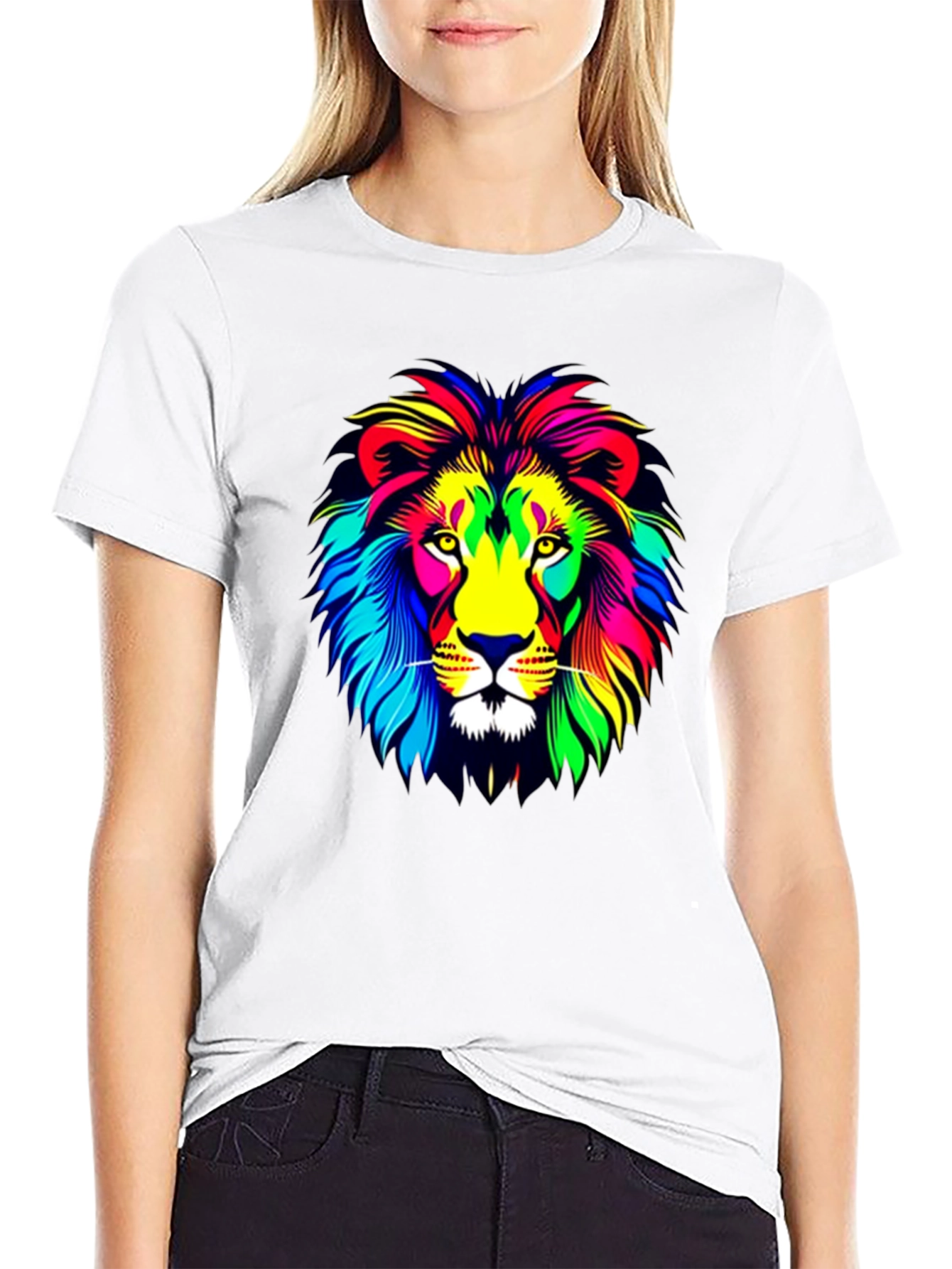 Vibrant Lion Graphic T-Shirt - Mens Black Tee