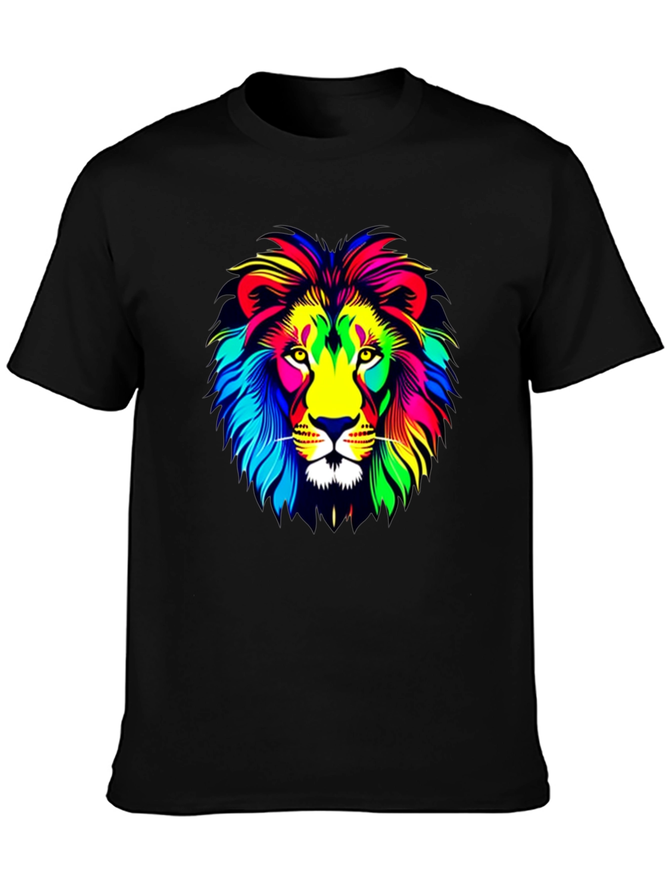 Vibrant Lion Graphic T-Shirt - Mens Black Tee
