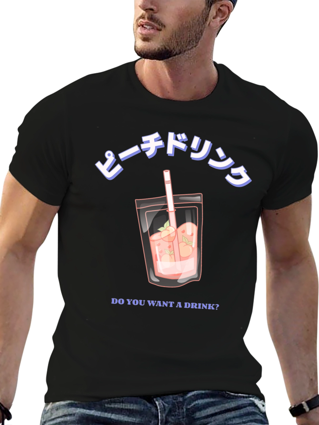 Peach Drink T-Shirt Casual Graphic Tee