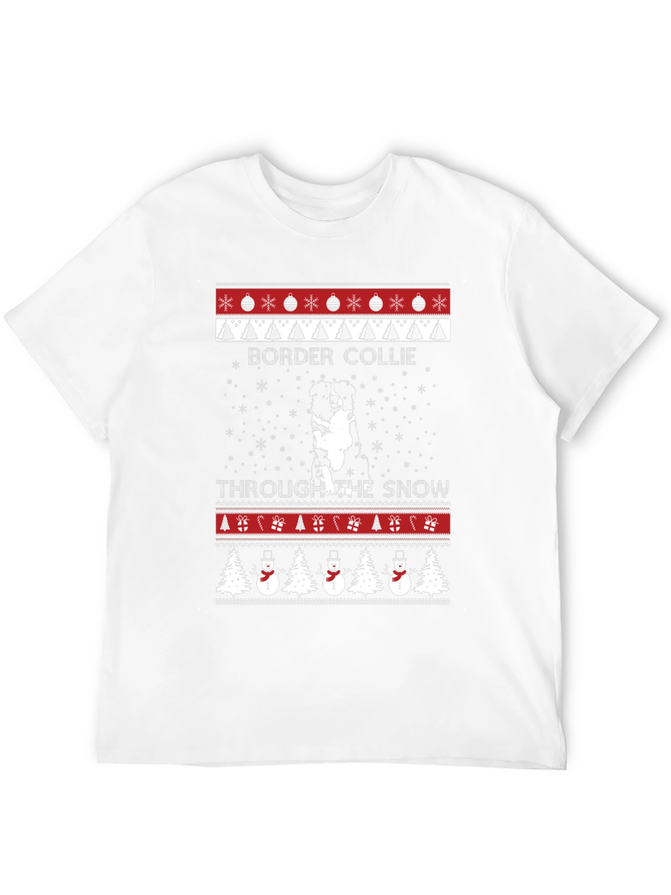 Border Collie Christmas Sweater Style T-Shirt