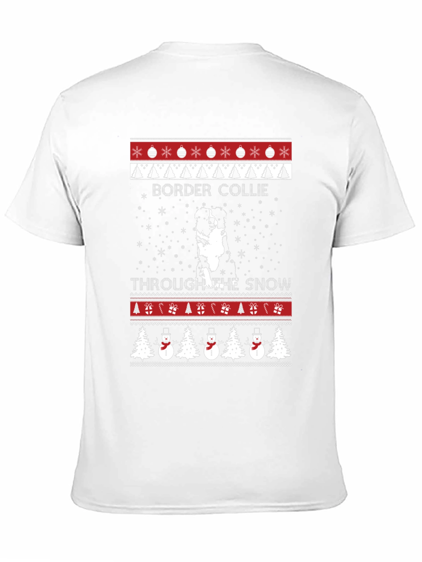 Border Collie Christmas Sweater Style T-Shirt