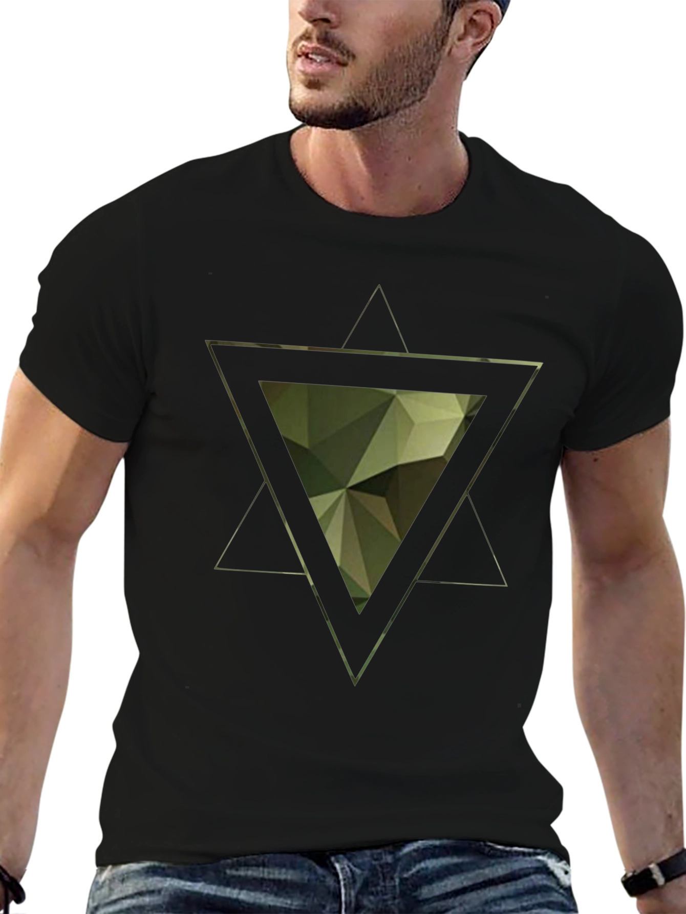 Geometric Triangle Graphic Tee - Modern Mens Shirt