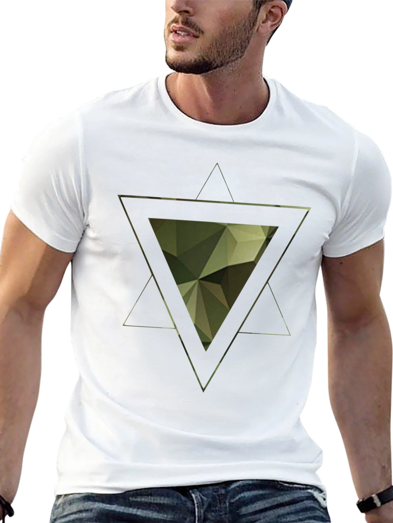 Geometric Triangle Graphic Tee - Modern Mens Shirt