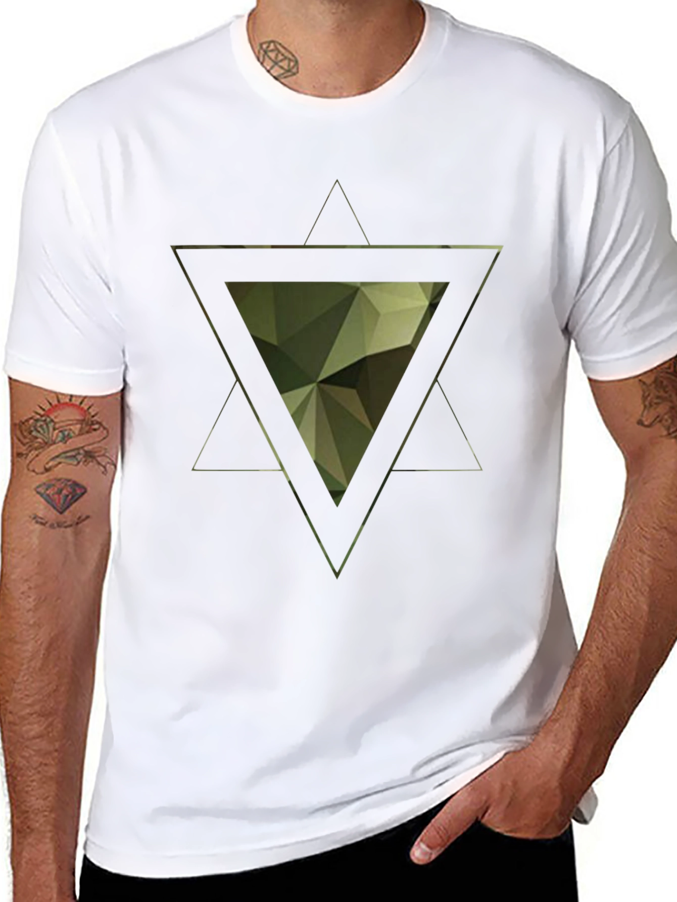 Geometric Triangle Graphic Tee - Modern Mens Shirt