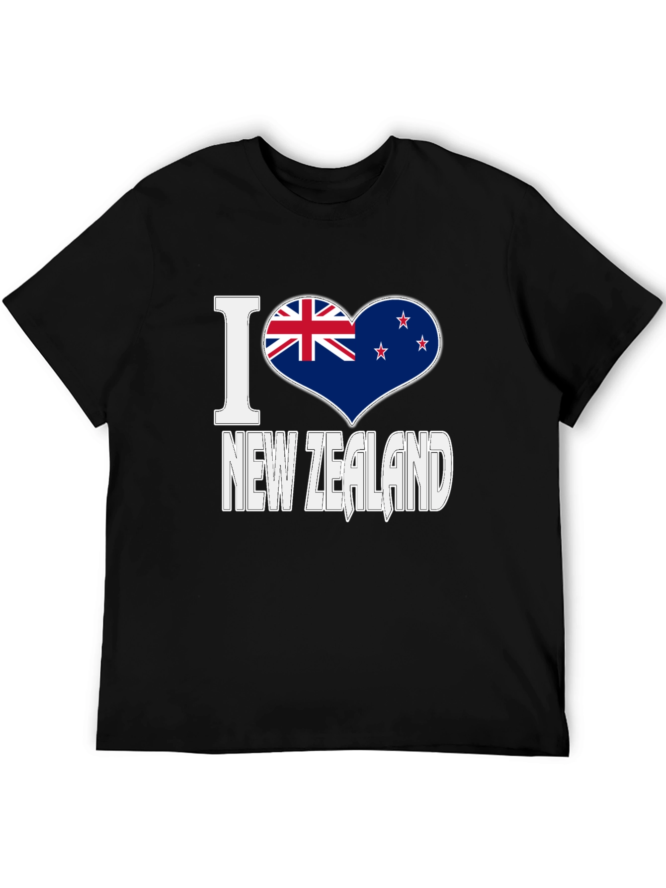 I Love New Zealand Black Graphic T-Shirt