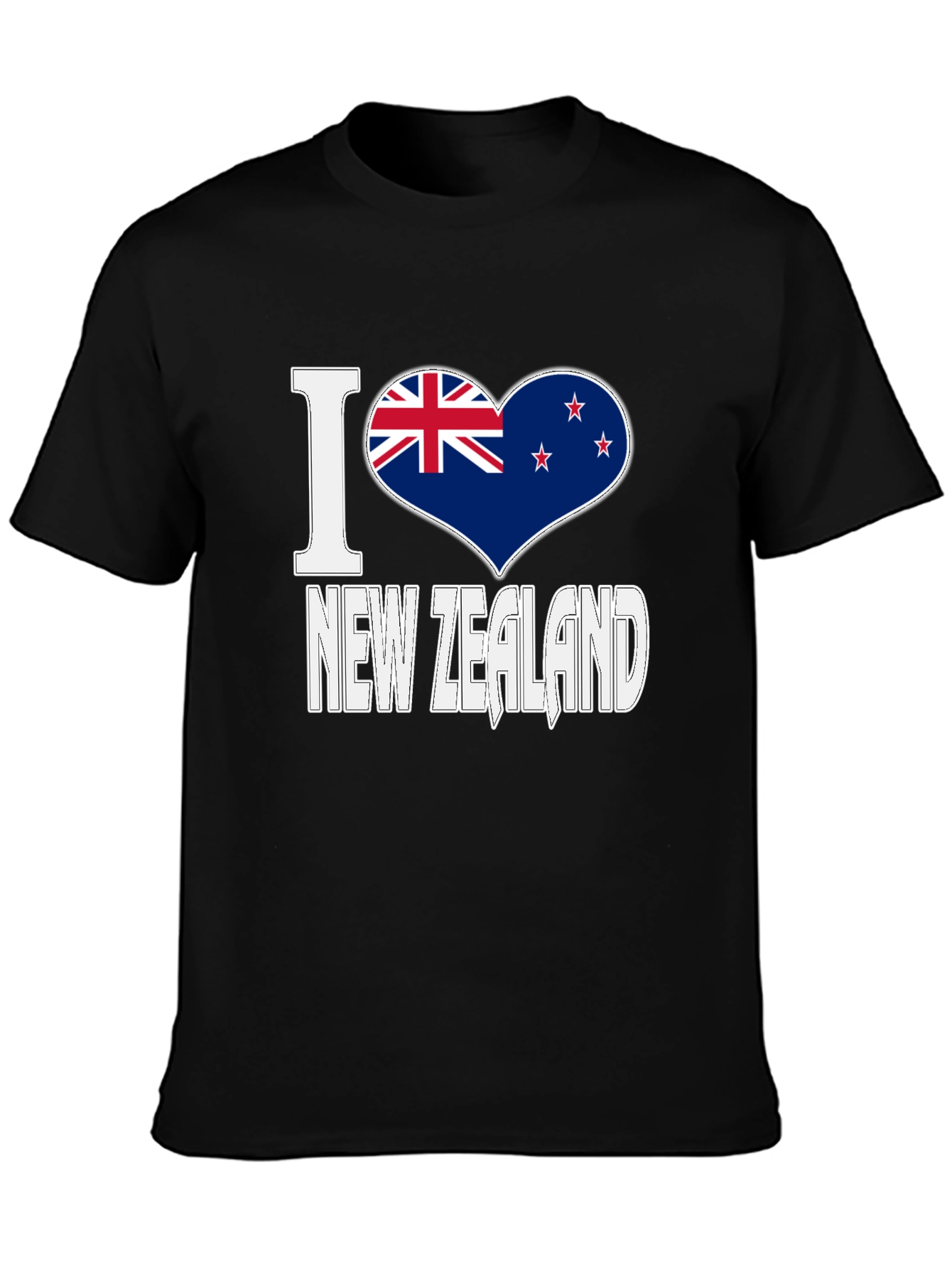 I Love New Zealand Black Graphic T-Shirt