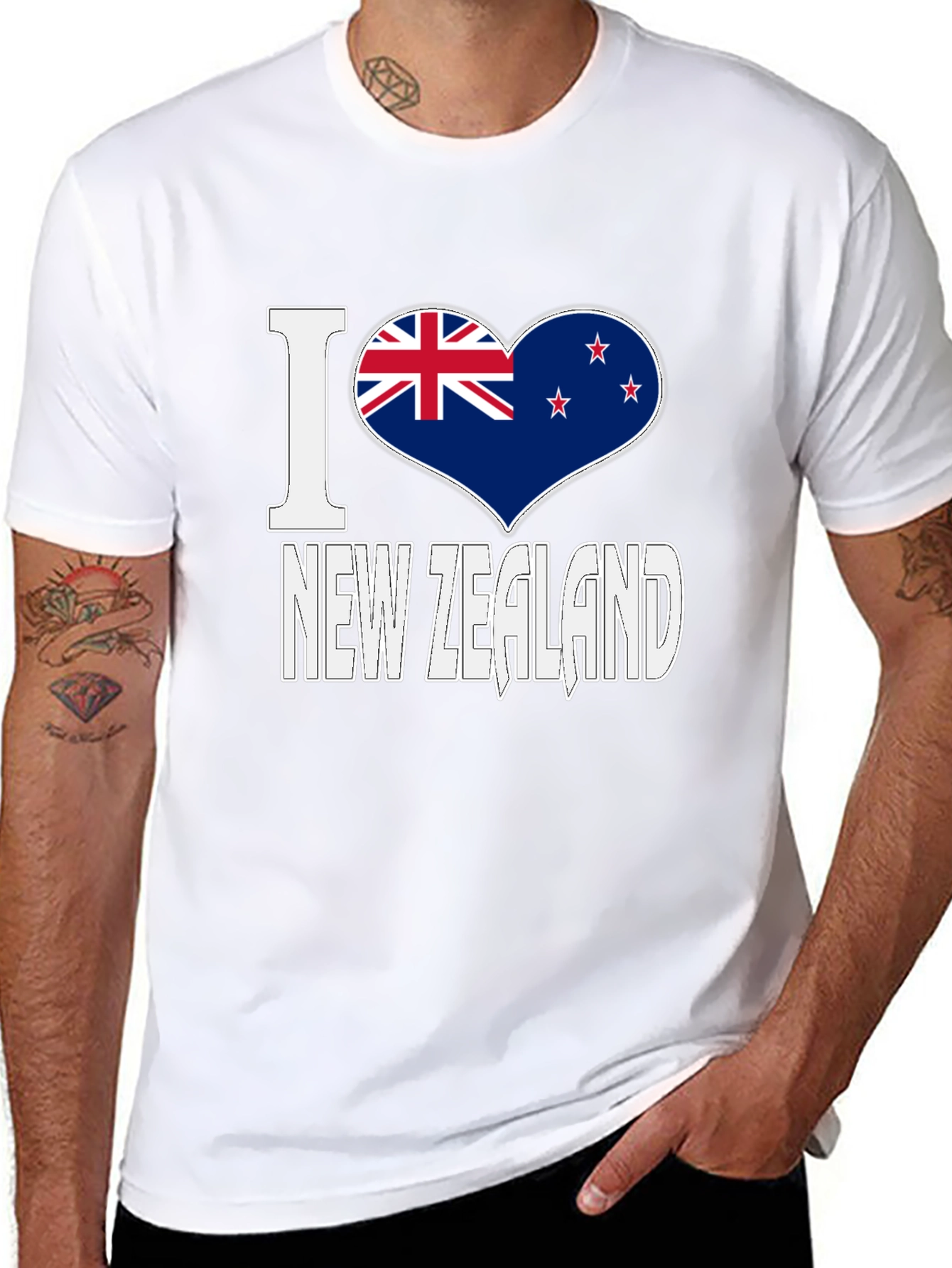 I Love New Zealand Black Graphic T-Shirt